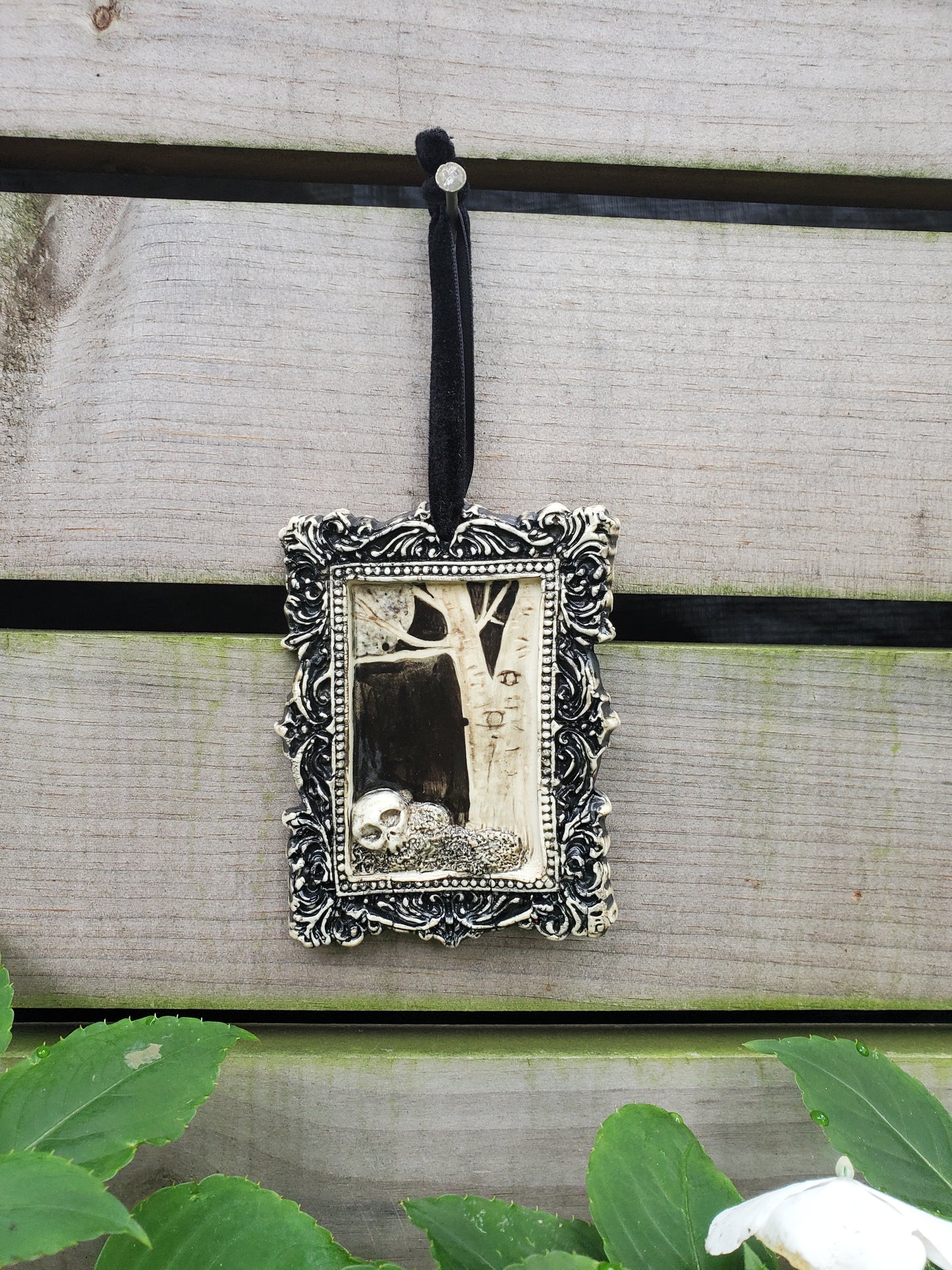 Framed Skull Ornament