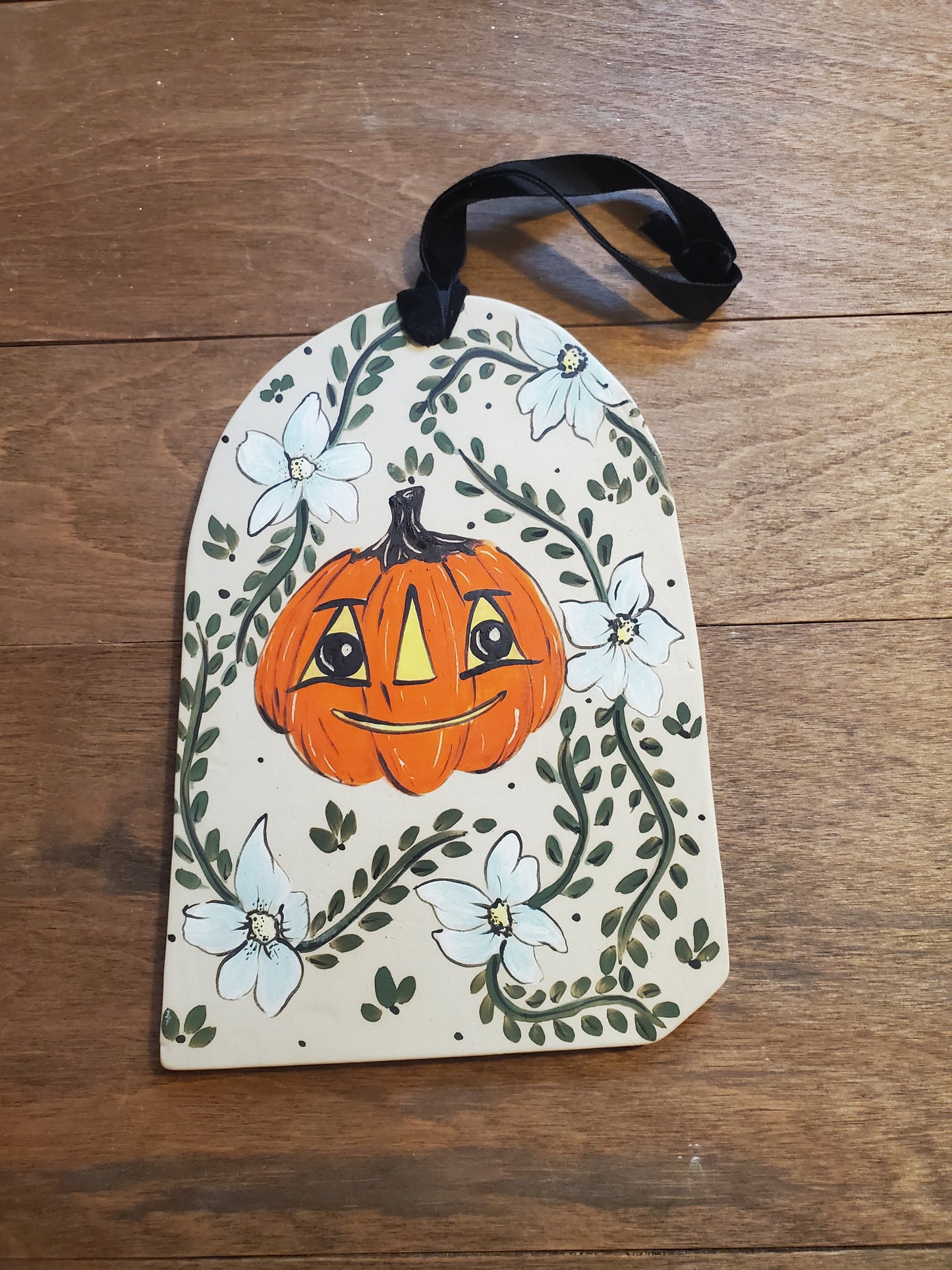 Trompe-l'œil Halloween Bird Cage hanging plaque
