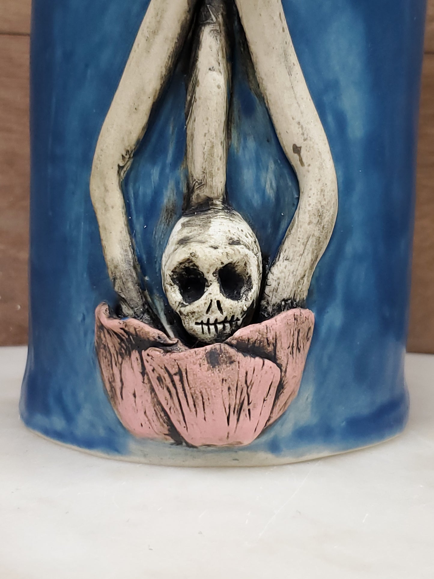 Handmade Skull and flowers Vase