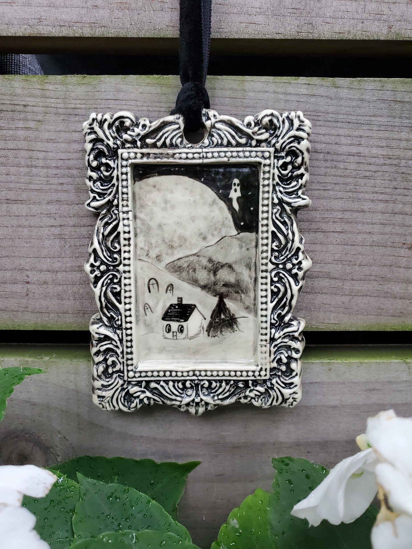 Framed Spooky Valley Halloween Ornament