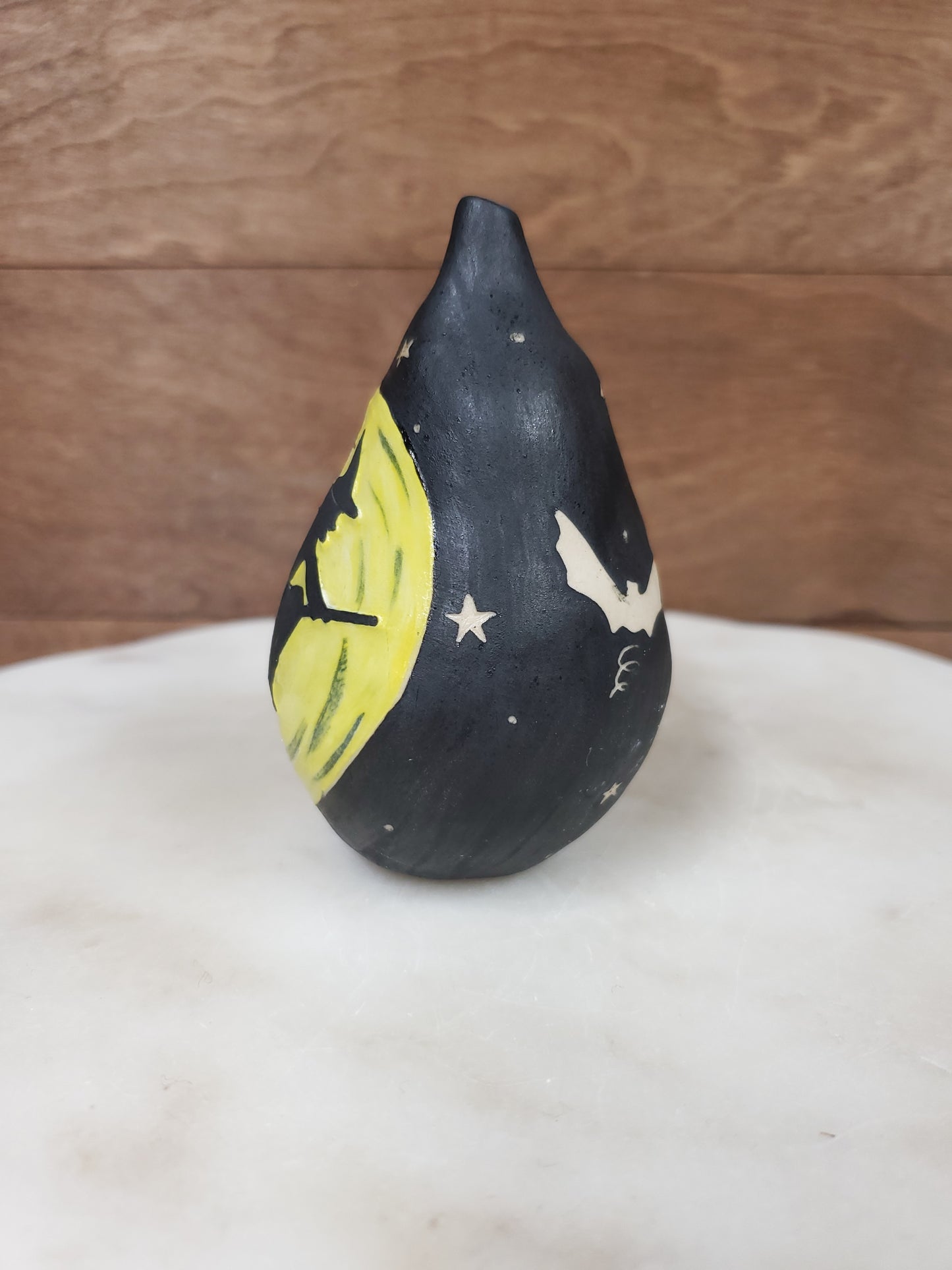 Handmade ceramic flying witch Pear