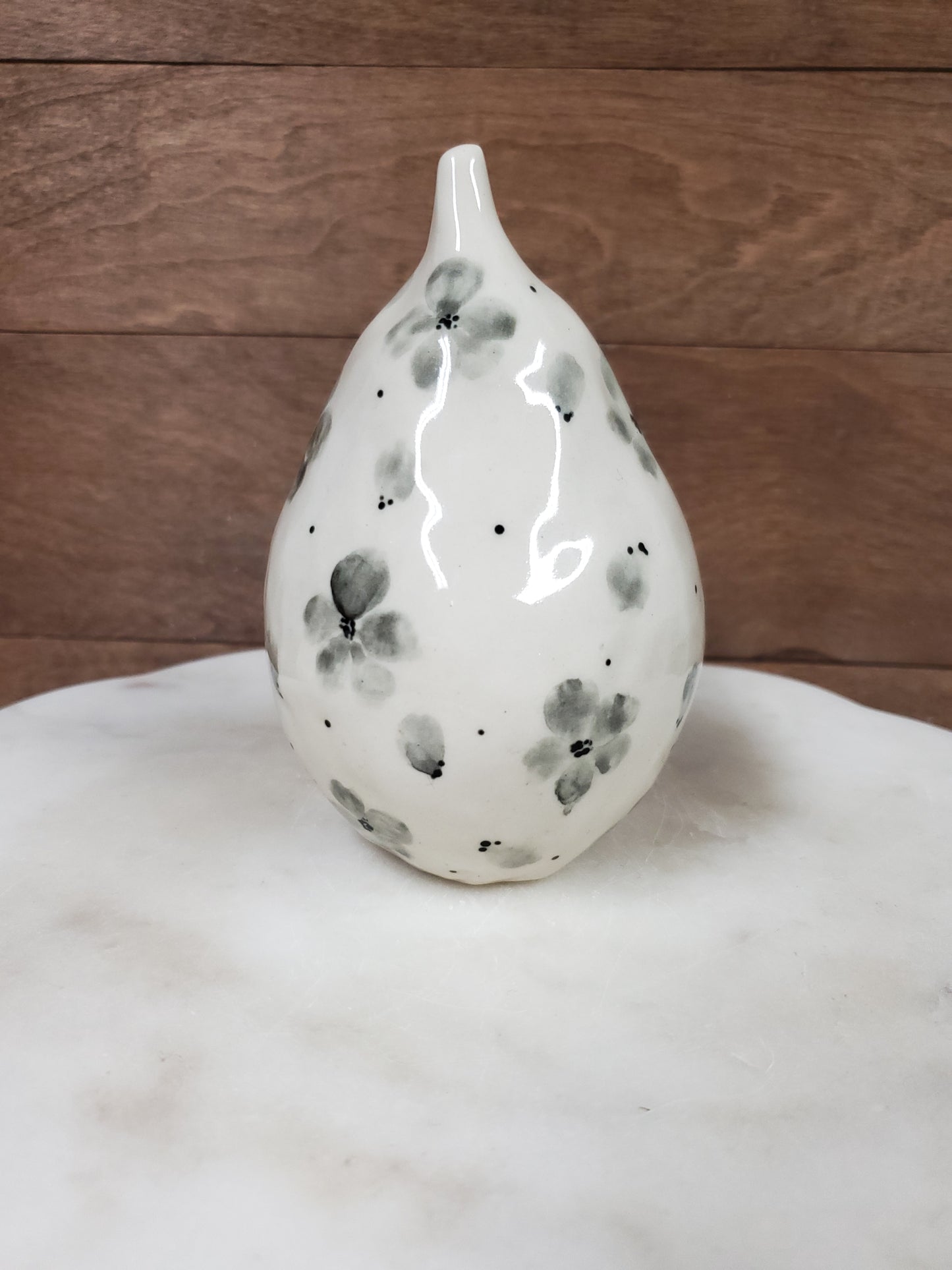 Handmade Ceramic Bird / flower Pear