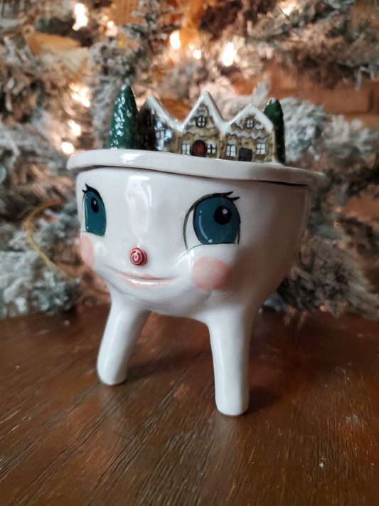 Lil Snowy lidded trinket bowl