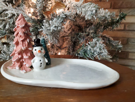 Snowman trinket plate / soap dish