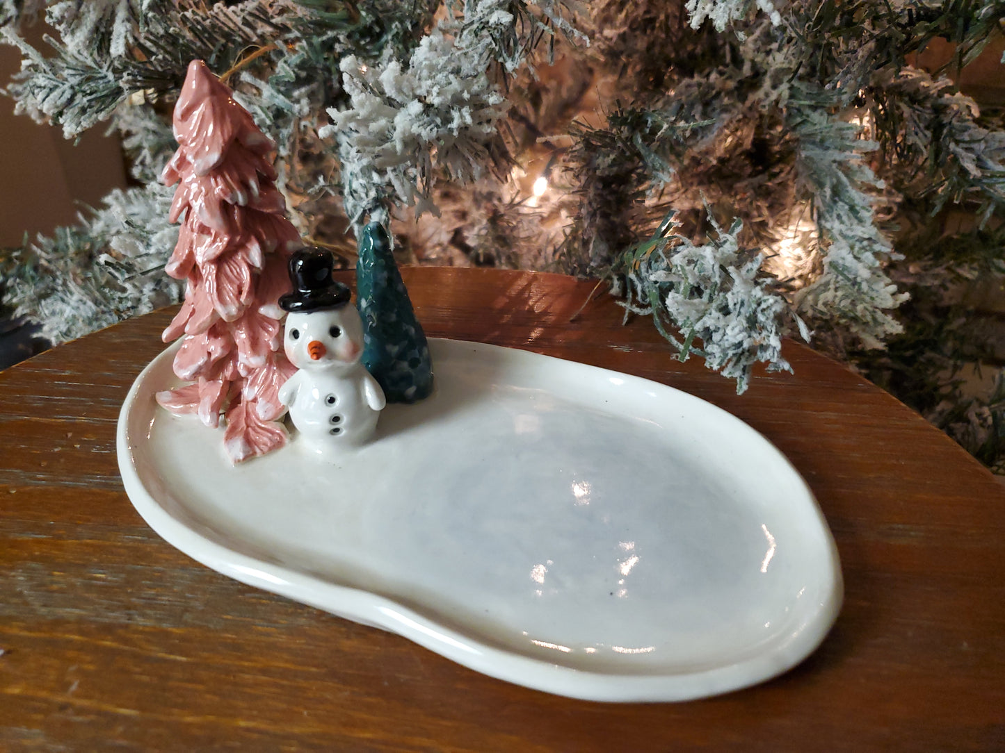 Snowman trinket plate / soap dish