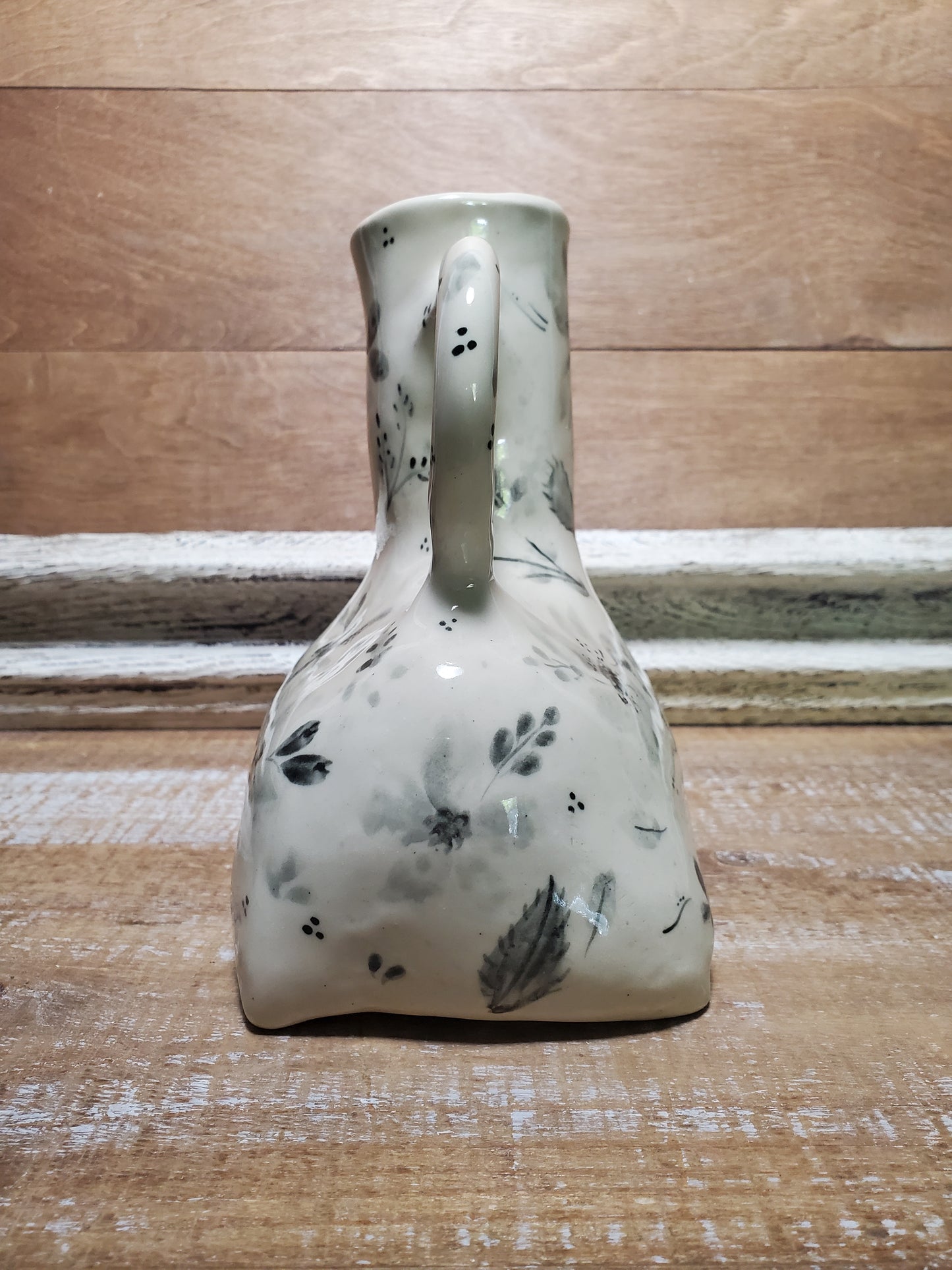 Black and white floral vase