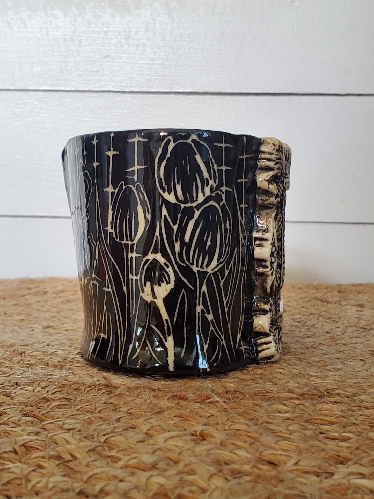 Sgraffito framed vase