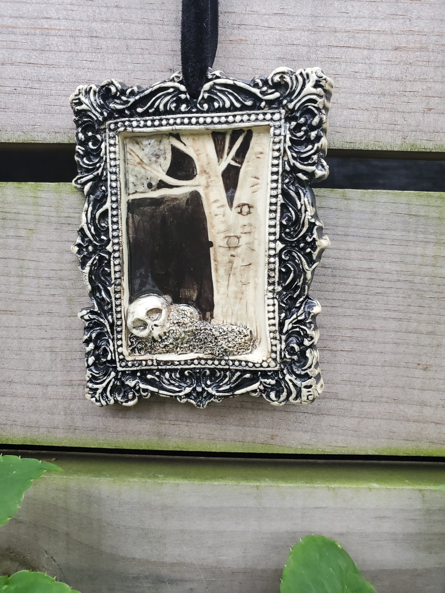 Framed Skull Ornament