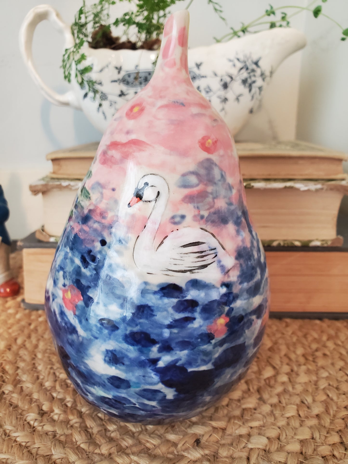 Swan watercolor rattling pear
