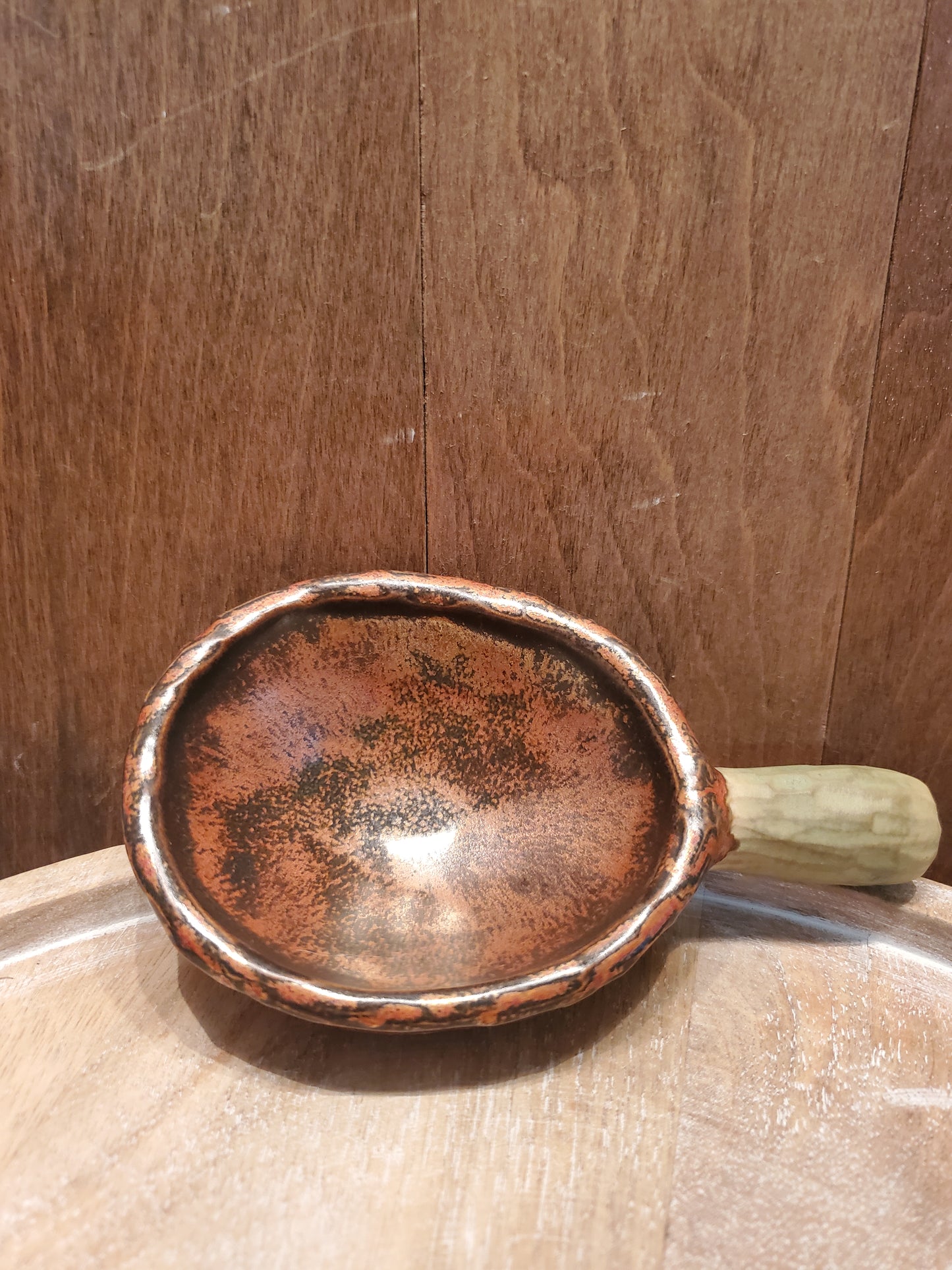 Copper and green ceramic scoop / spoon