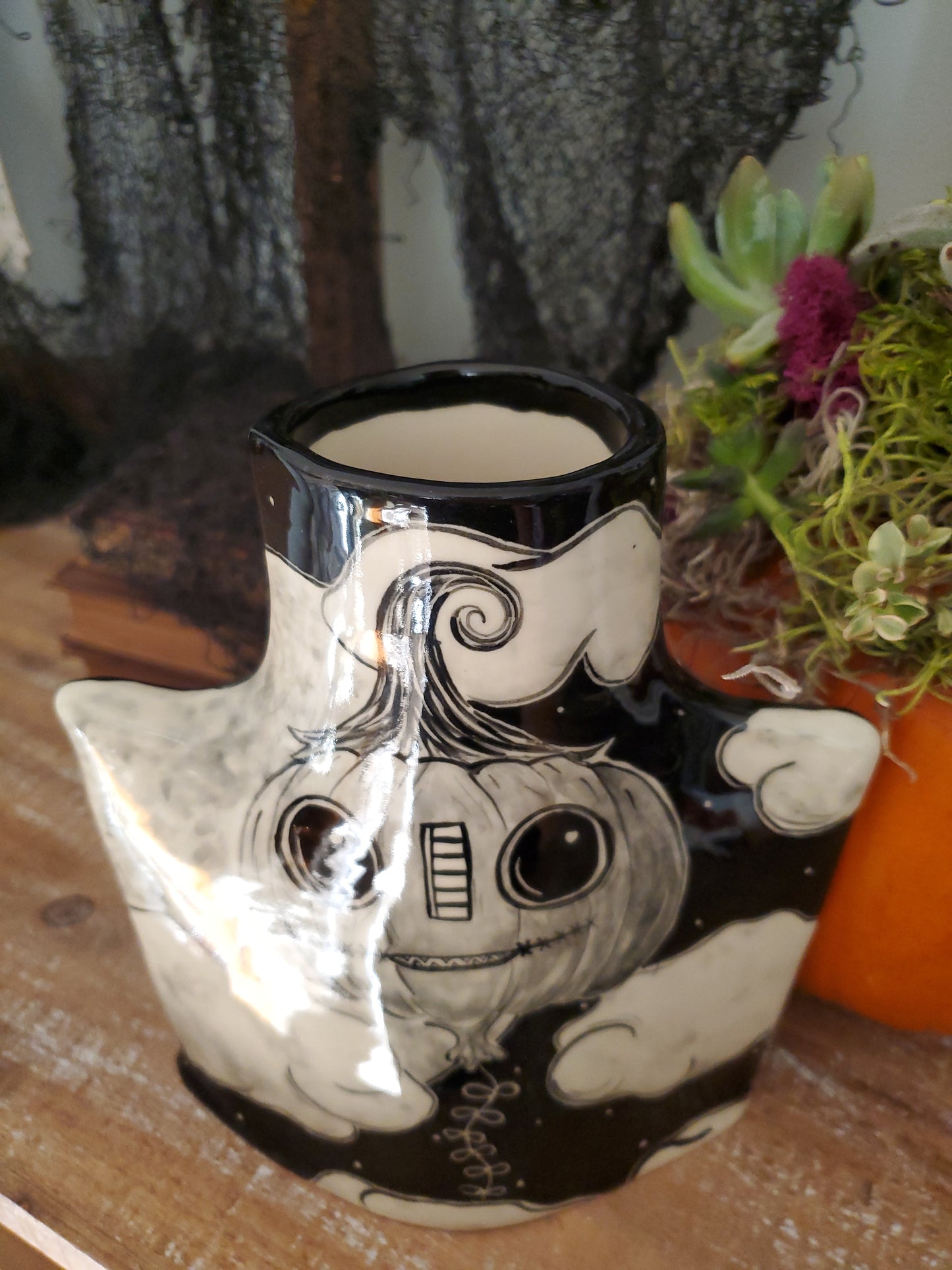 Double sided Ghost Jack-o-lantern Vase