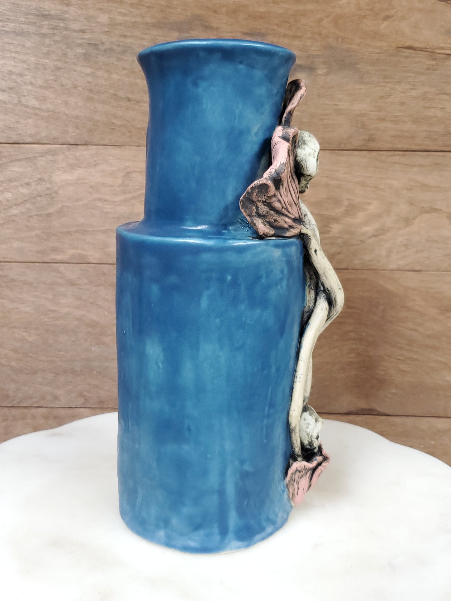 Handmade Skull and flowers Vase