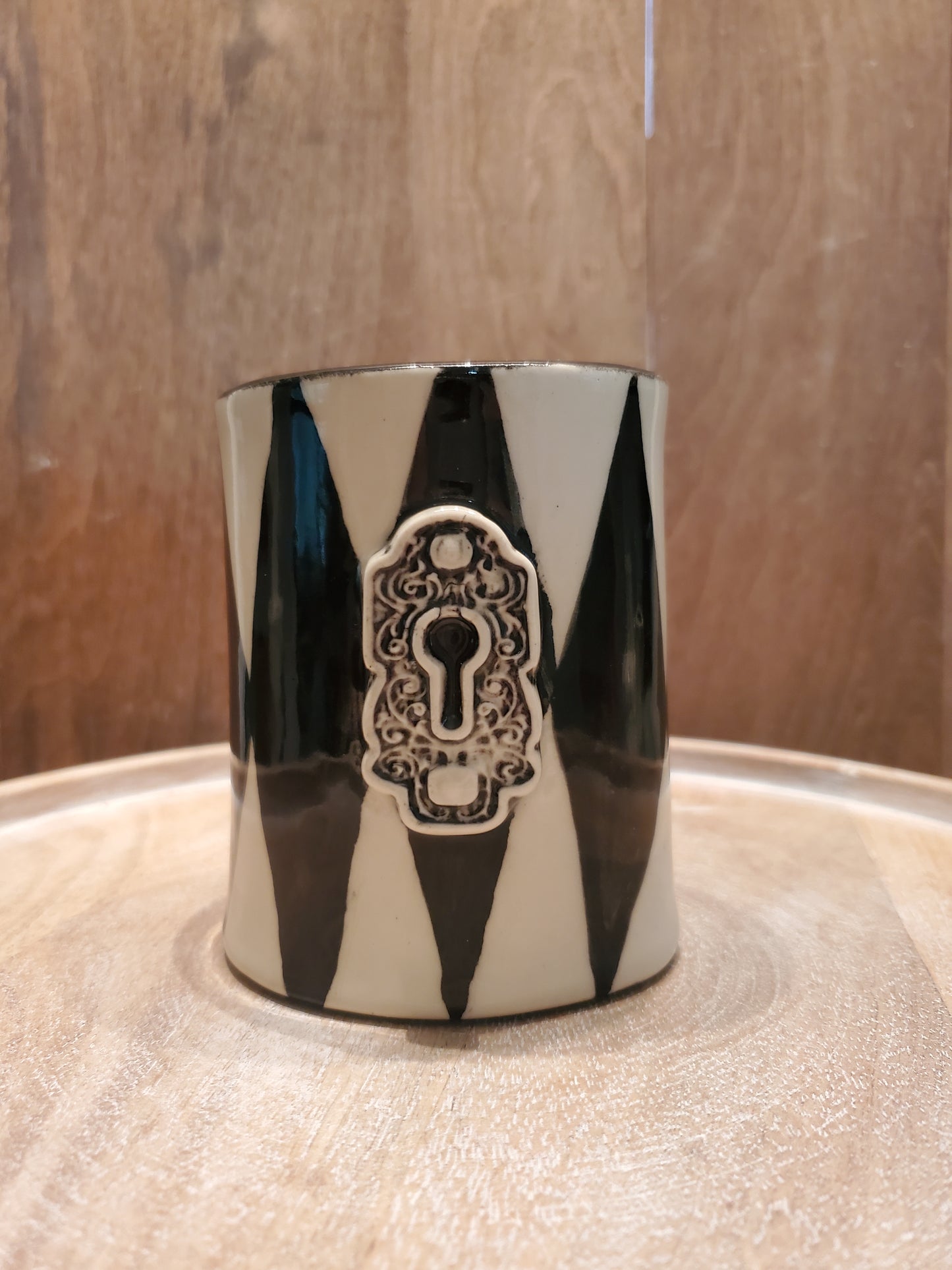 Black and white harlequin vase