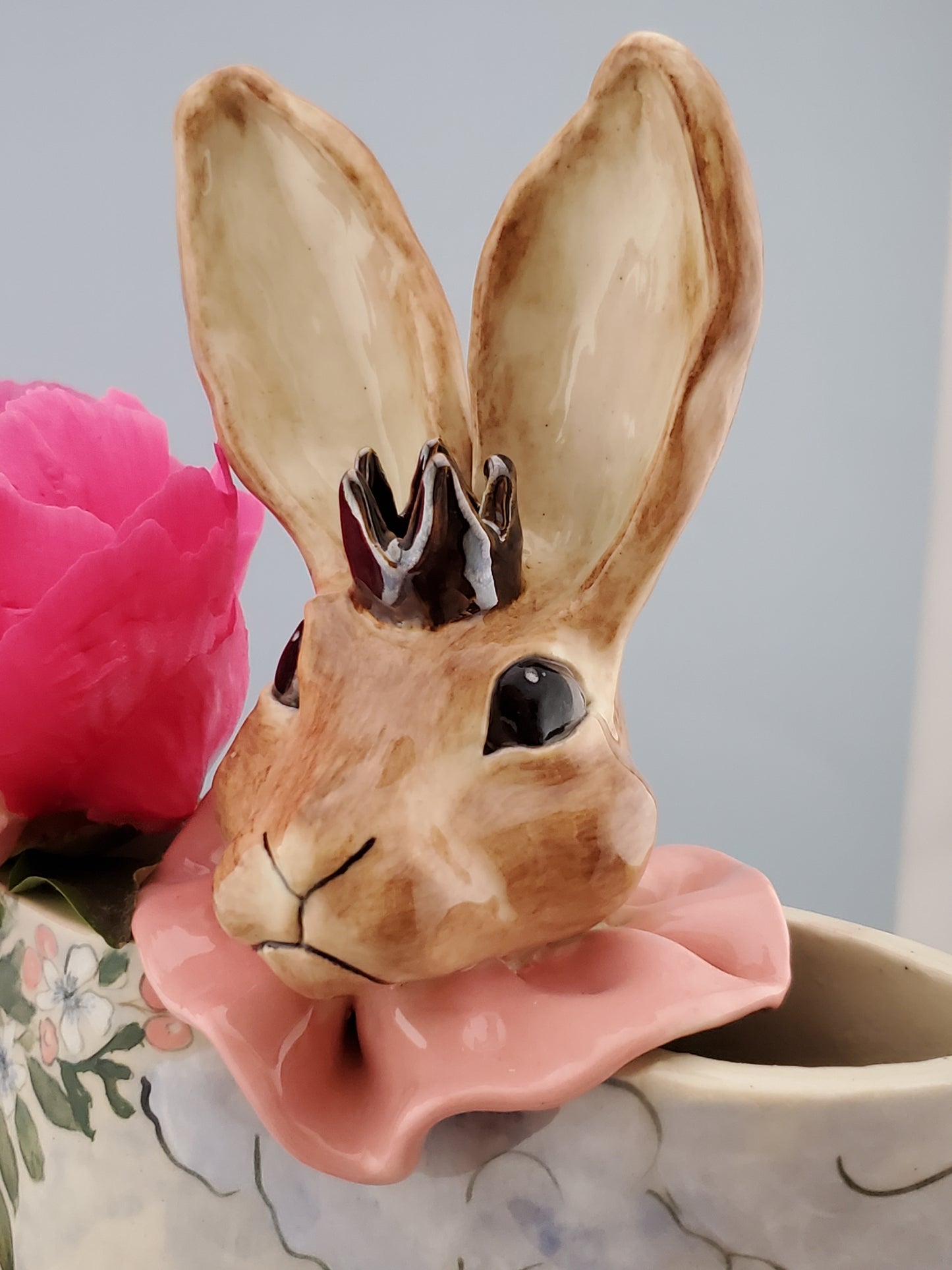 Handpainted Crowned Rabbit Vase