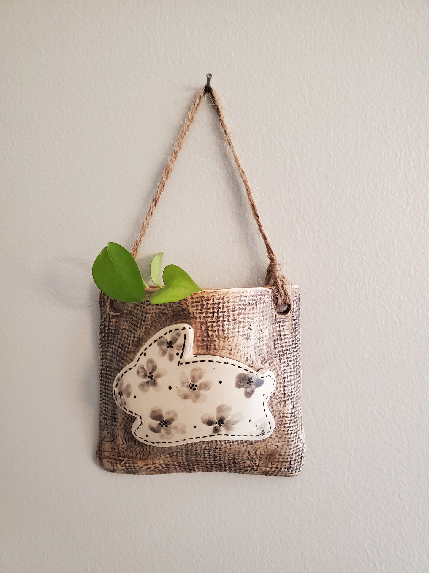 Bunny wall pocket planter