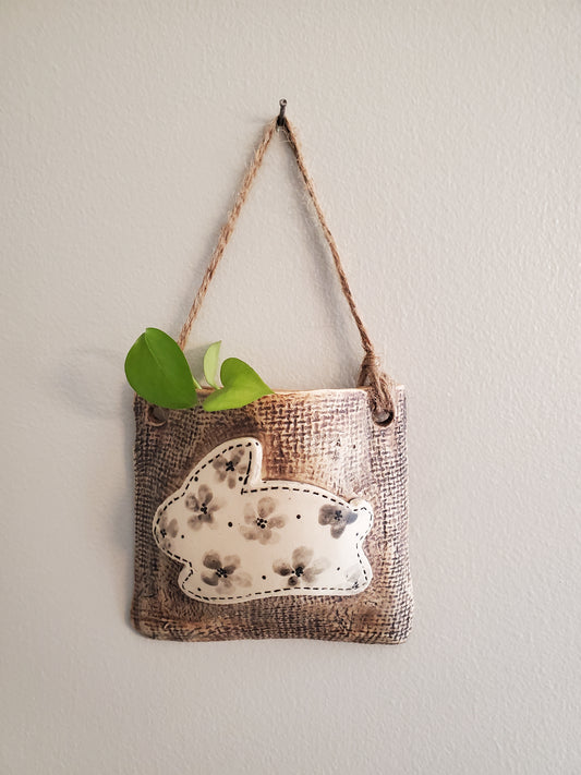Bunny wall pocket planter