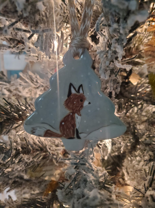 Snowy fox ornament