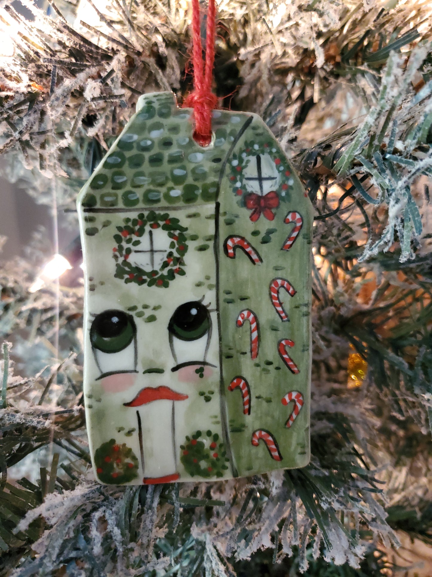 Green Anthro house Ornament