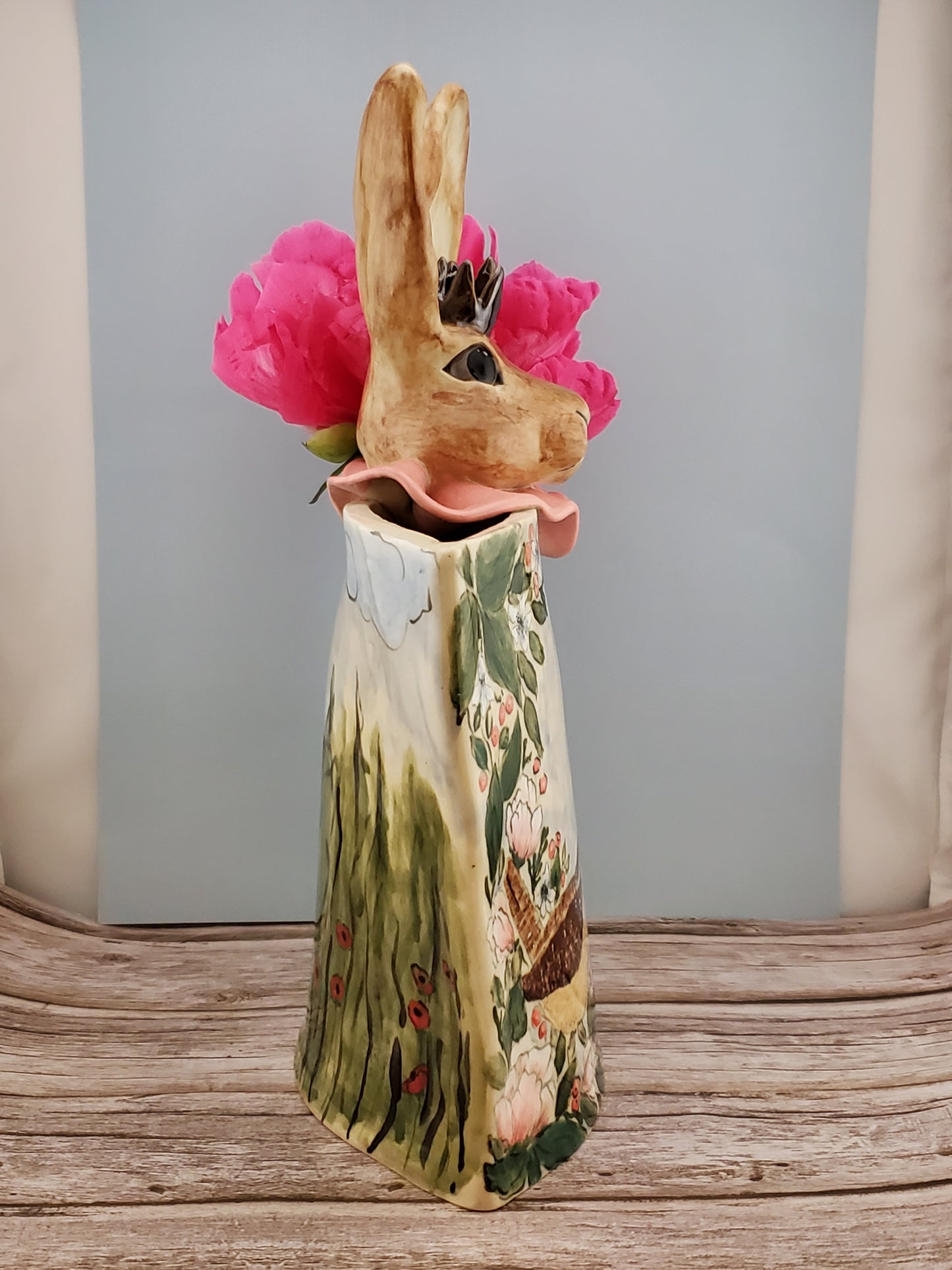 Handpainted Crowned Rabbit Vase