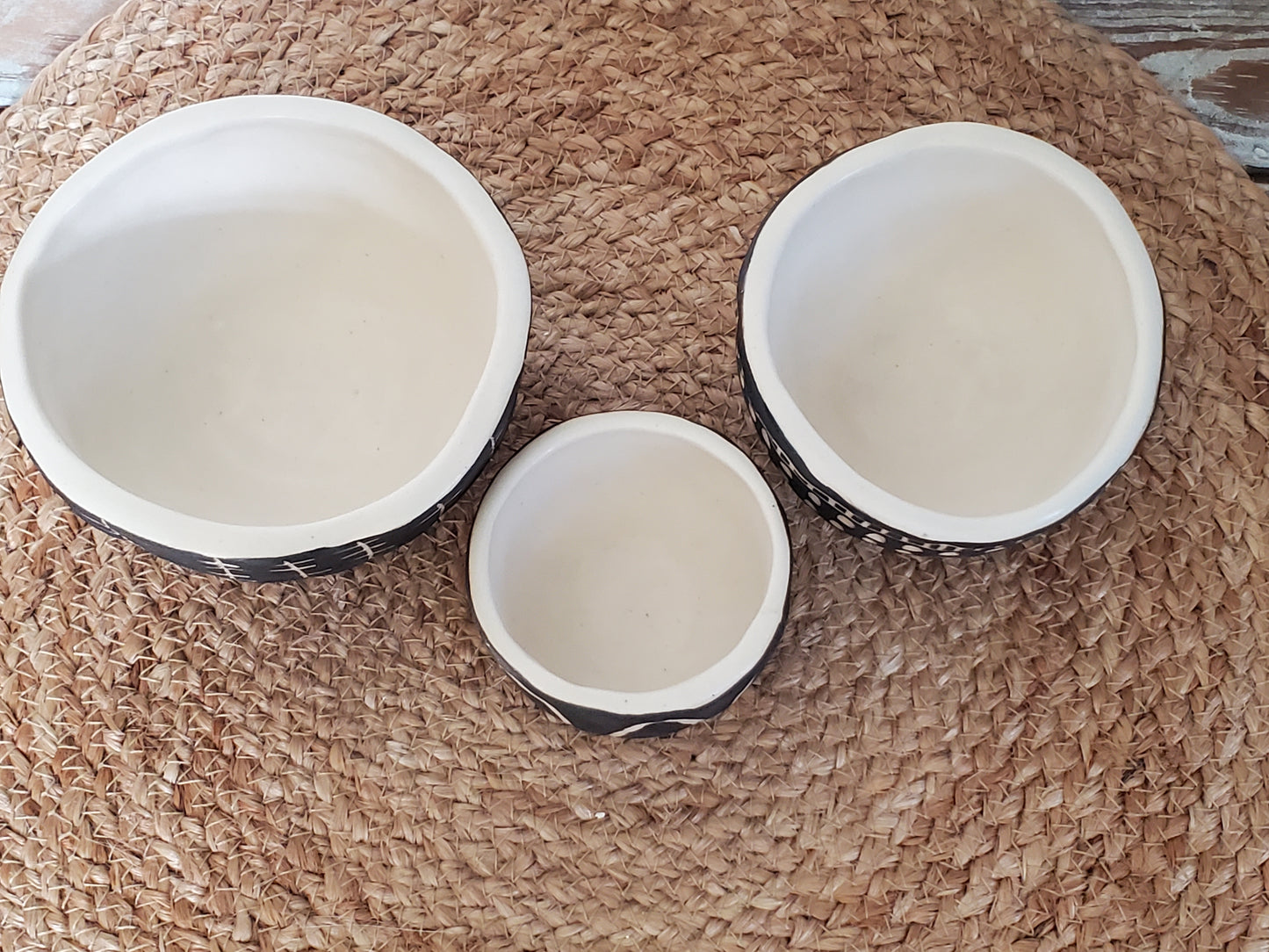 Sgraffito stacking bowls