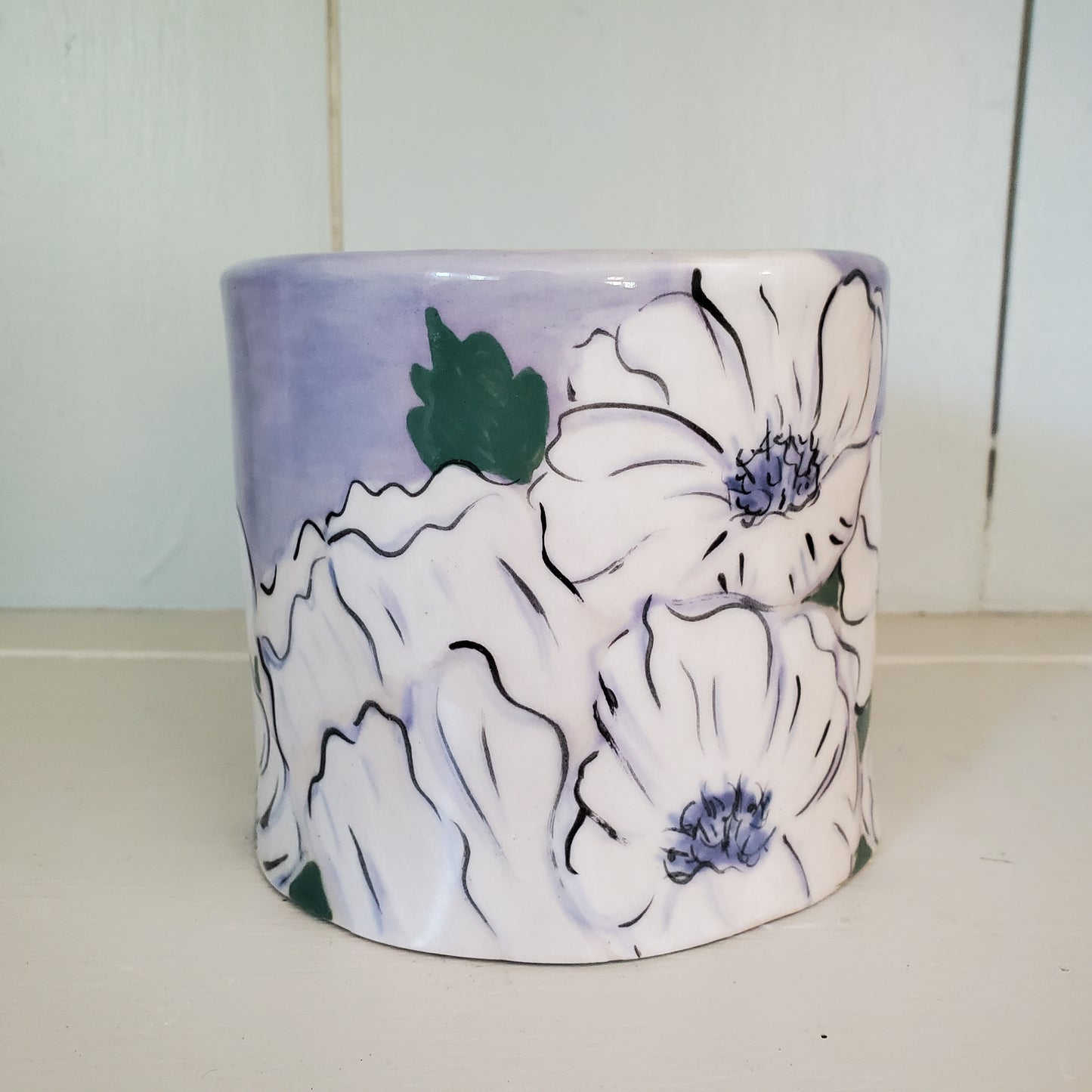 Purple floral 16 oz mug
