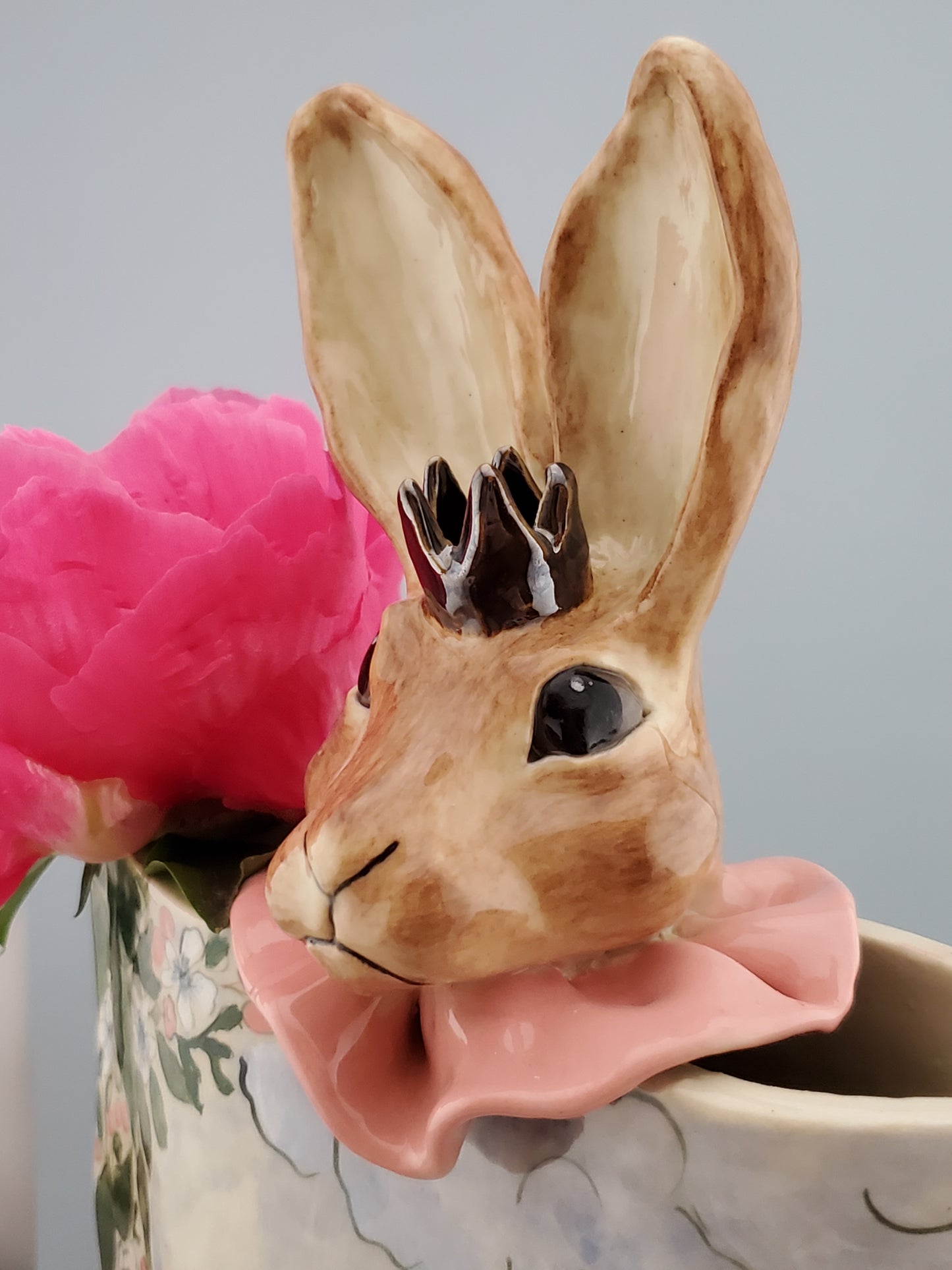 Handpainted Crowned Rabbit Vase