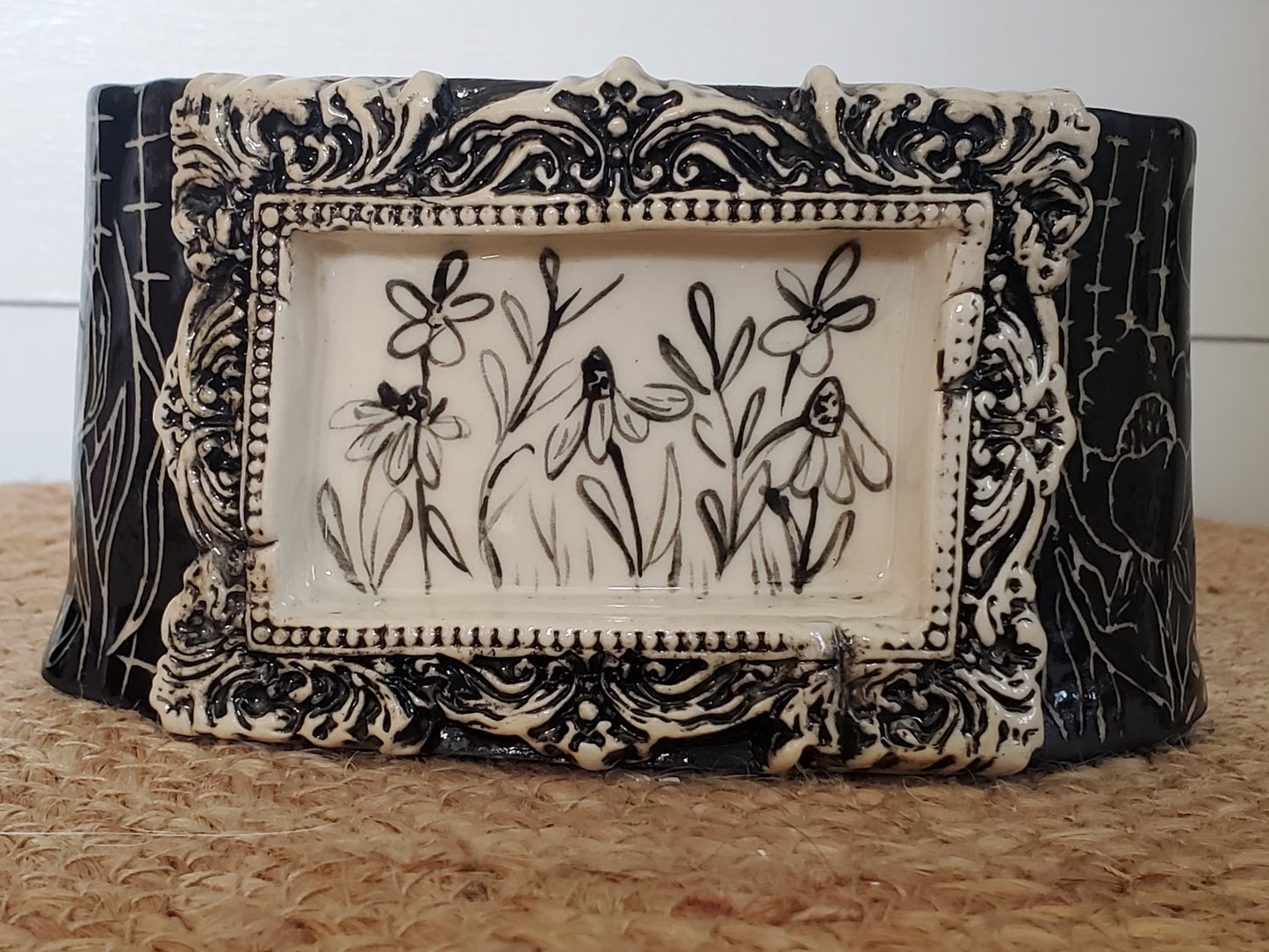 Sgraffito framed vase