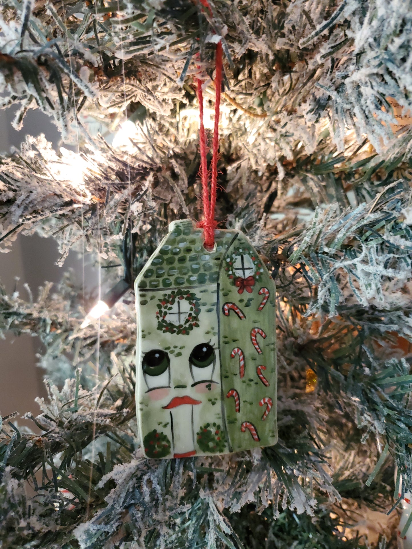 Green Anthro house Ornament