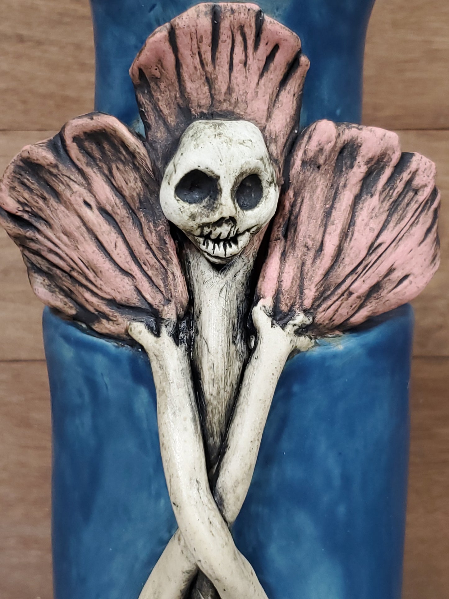 Handmade Skull and flowers Vase