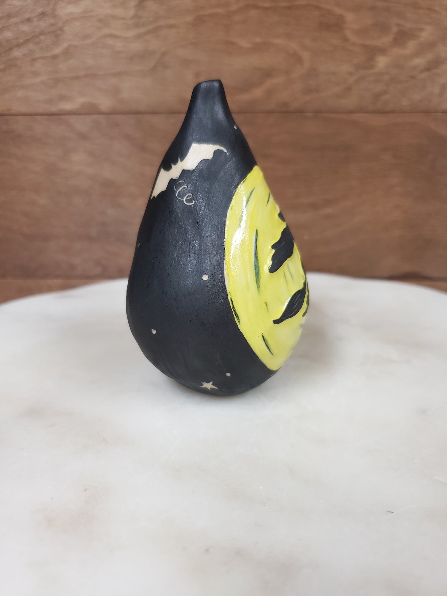 Handmade ceramic flying witch Pear