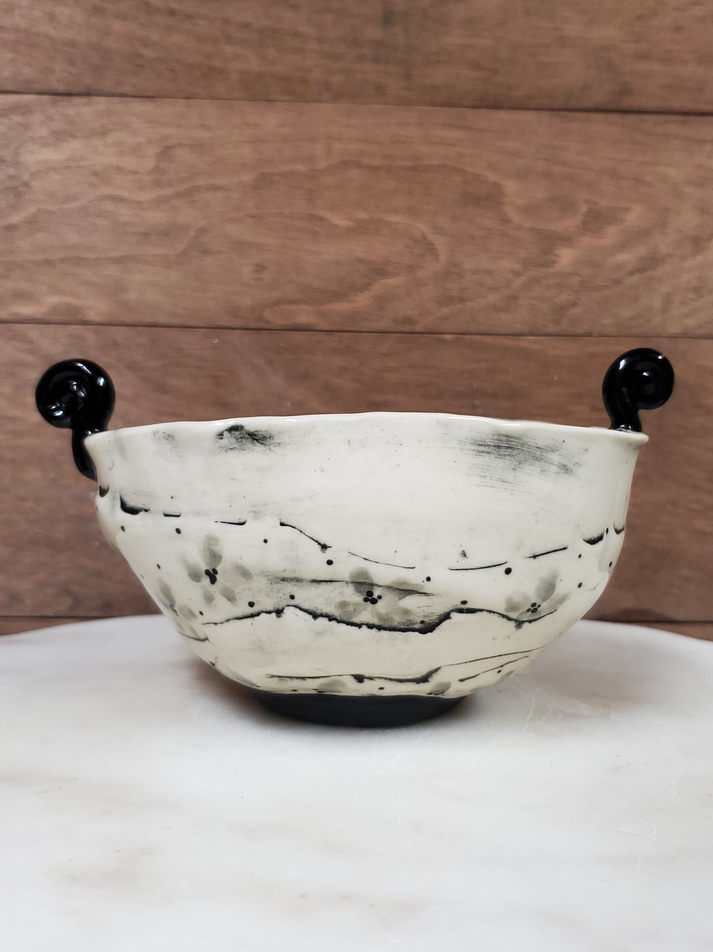 Black and White Button Floral trinket bowl
