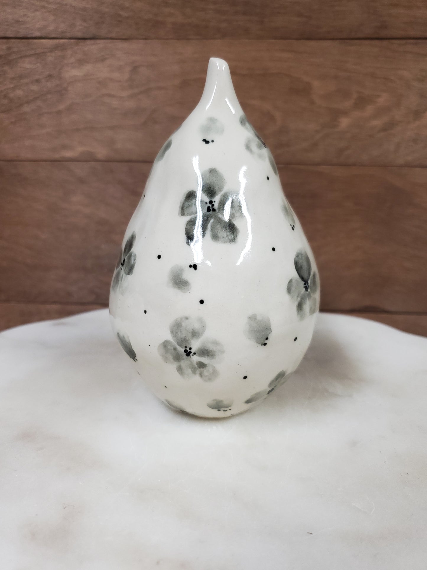 Handmade Ceramic Bird / flower Pear
