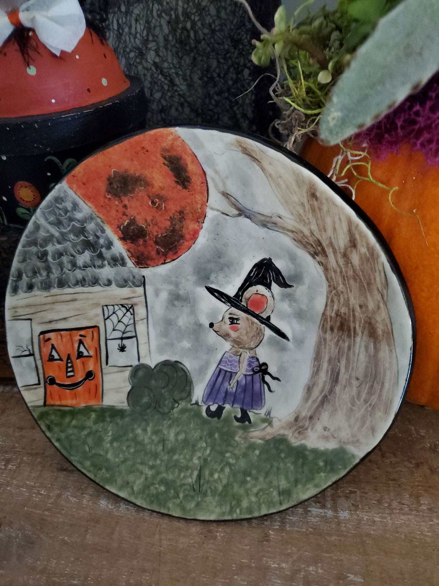 A Mousy Stroll on Hallows Eve Plate
