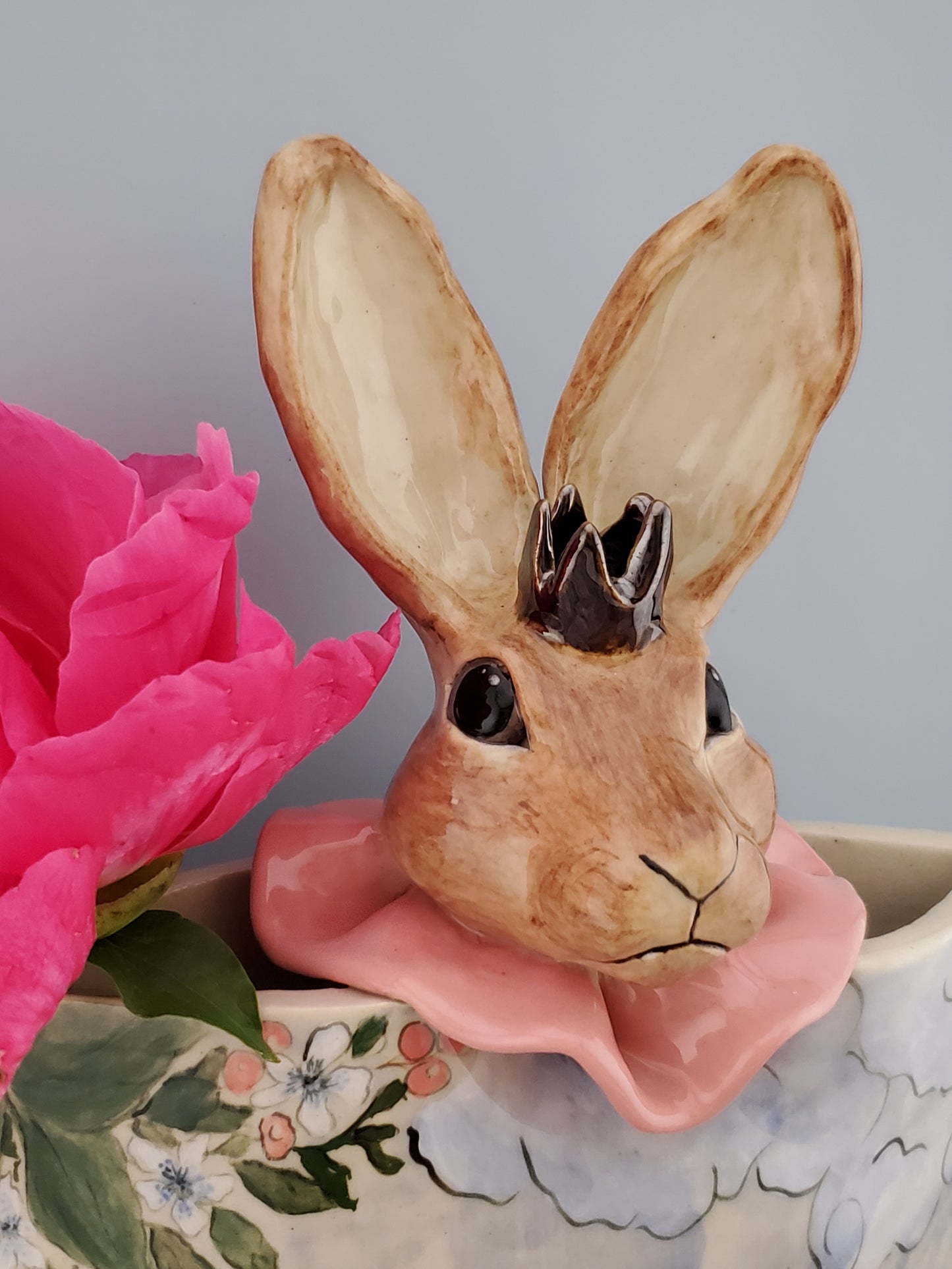 Handpainted Crowned Rabbit Vase