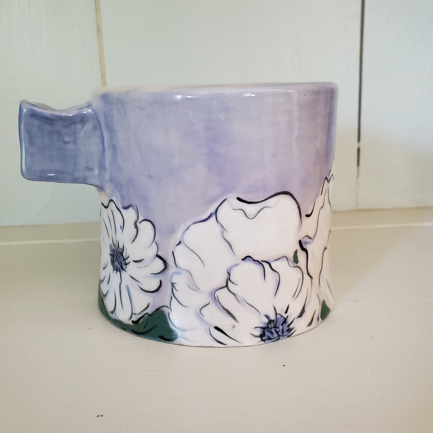Purple floral 16 oz mug