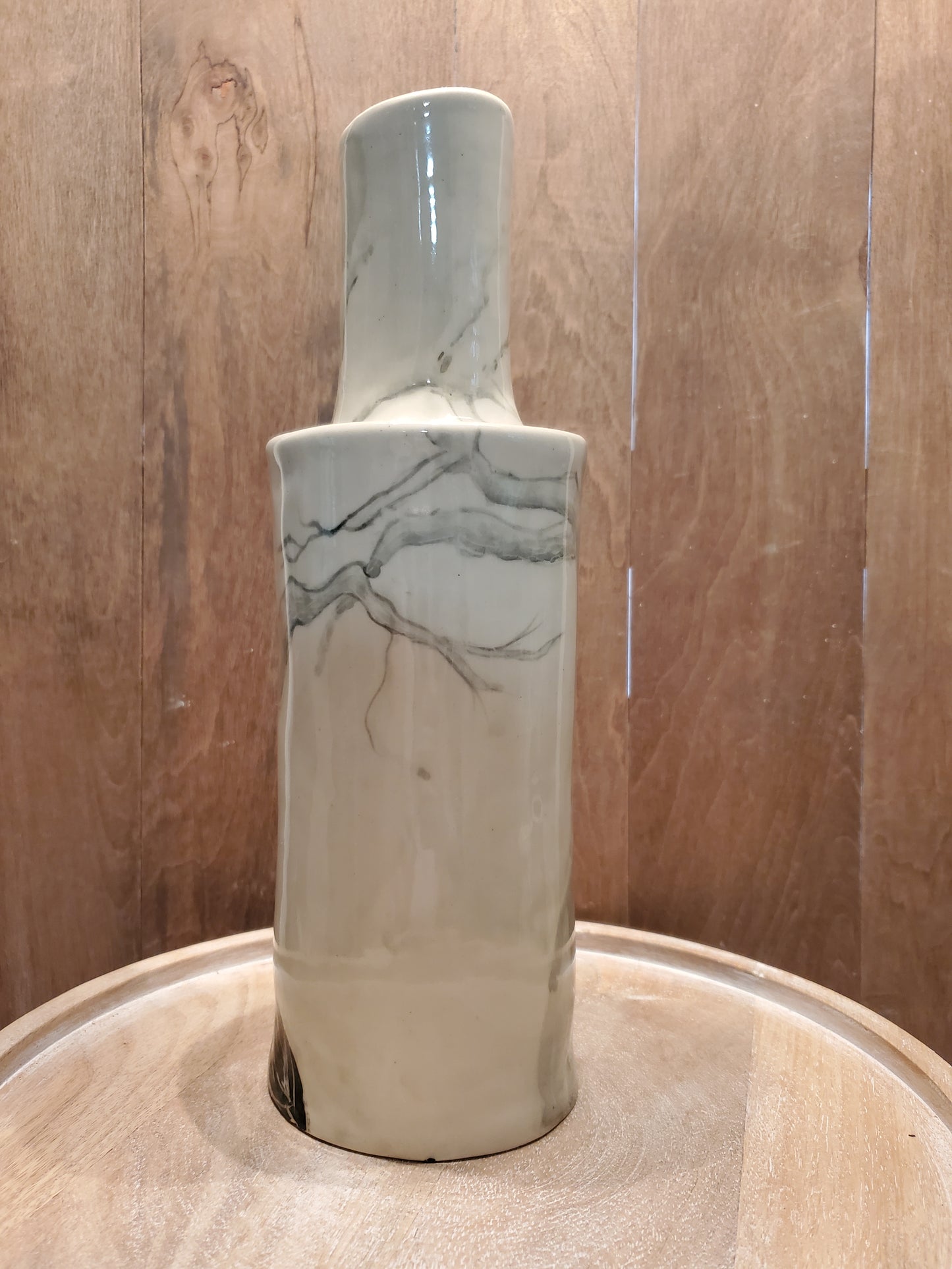 Sgraffito Crow Vase