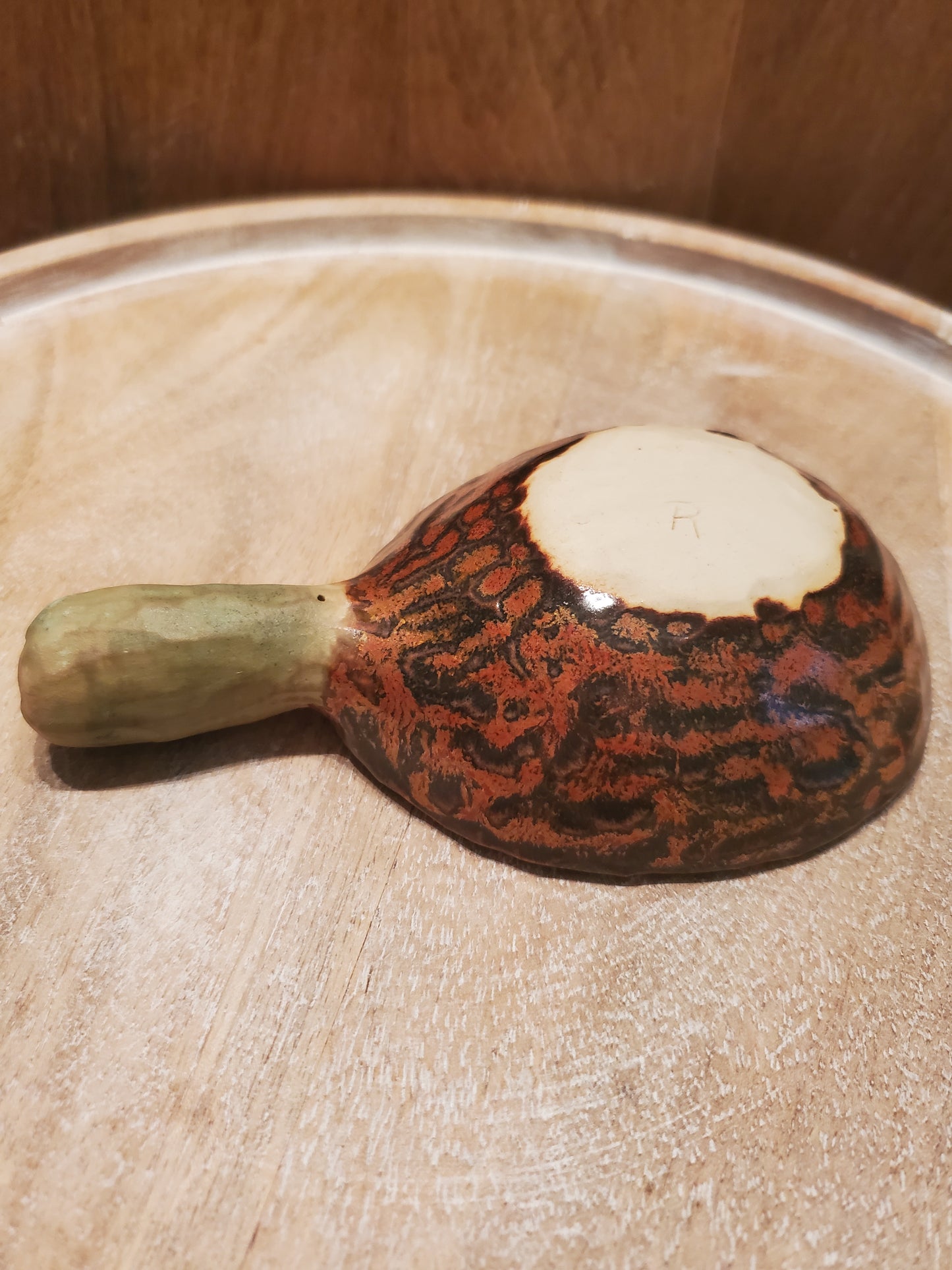 Copper and green ceramic scoop / spoon