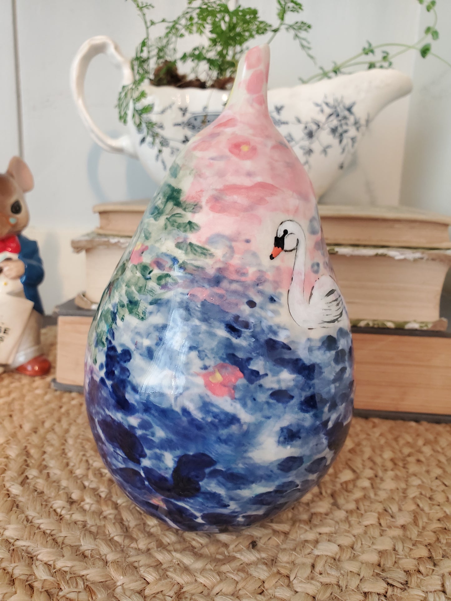 Swan watercolor rattling pear
