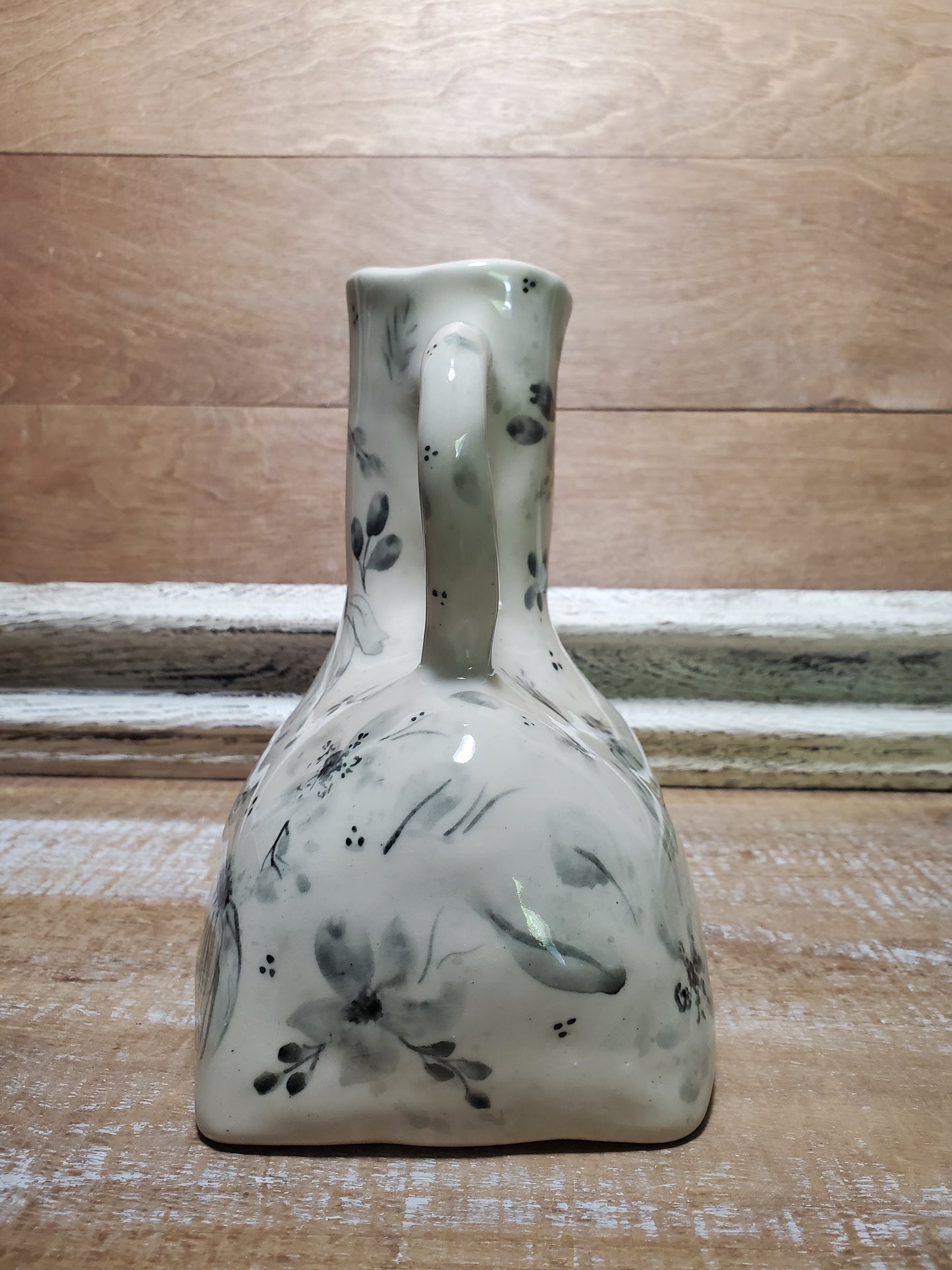 Black and white floral vase