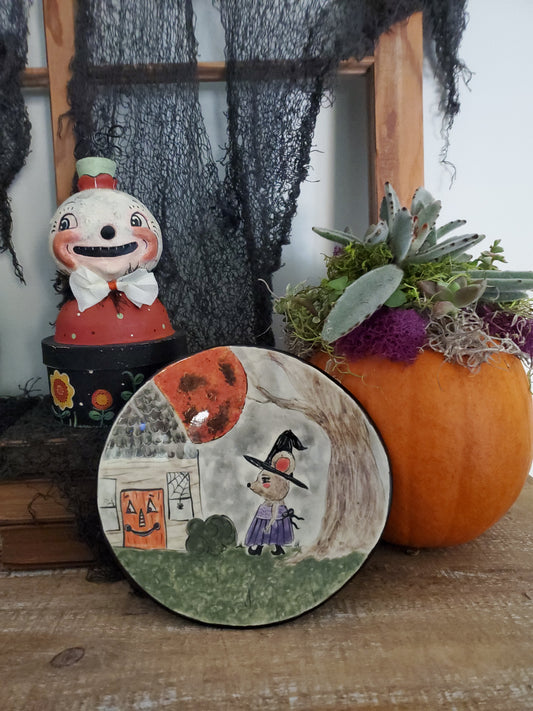 A Mousy Stroll on Hallows Eve Plate