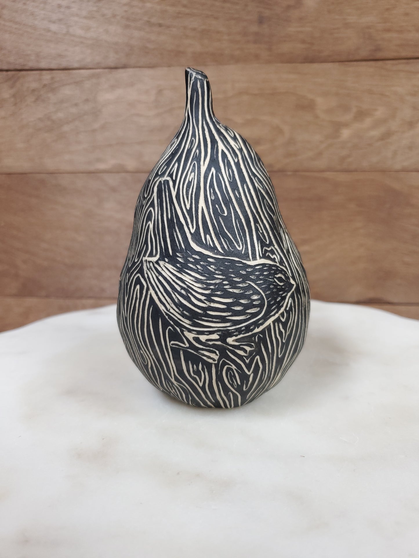 Handmade Ceramic Sgraffito  Pear