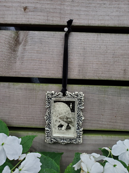 Framed Spooky Valley Halloween Ornament