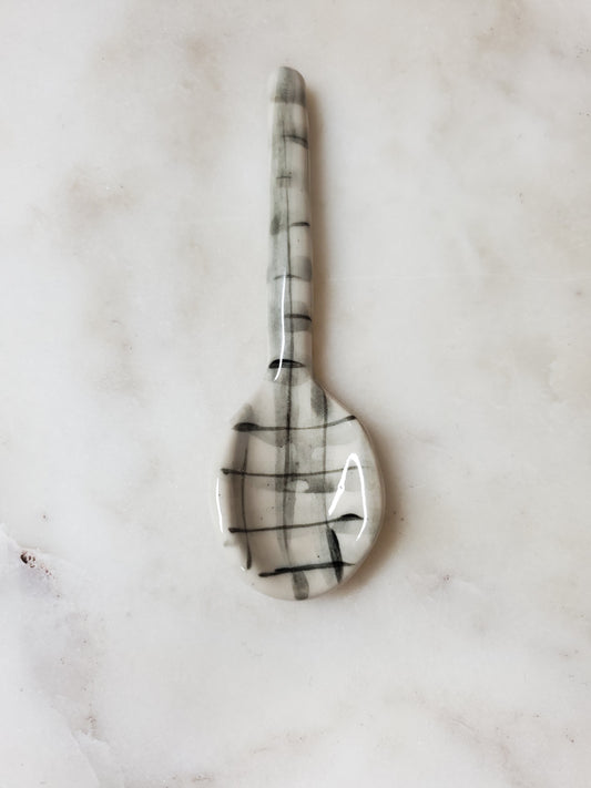 Small Plaid black and white spoon
