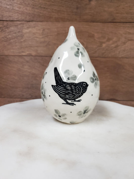 Handmade Ceramic Bird / flower Pear