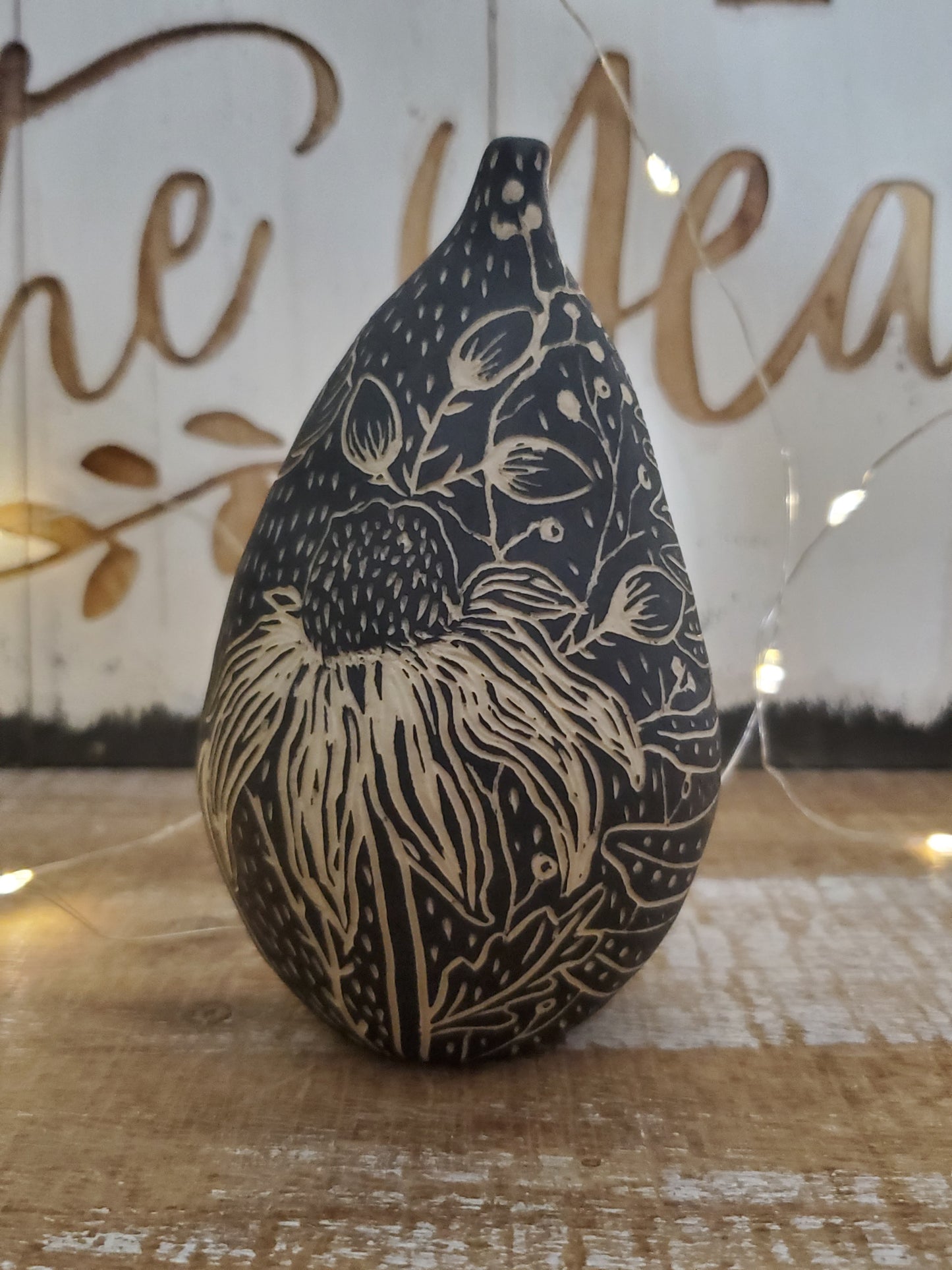 Floral Sgraffito Pear