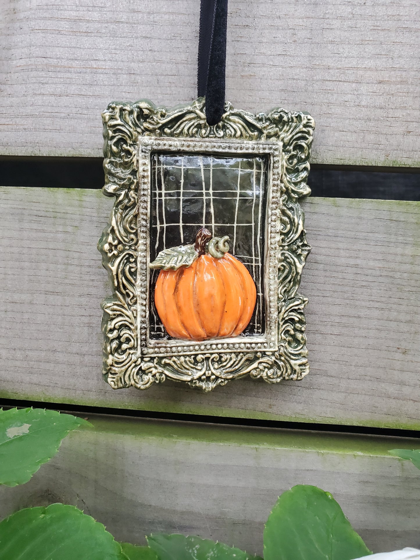Framed Pumpkin ornament