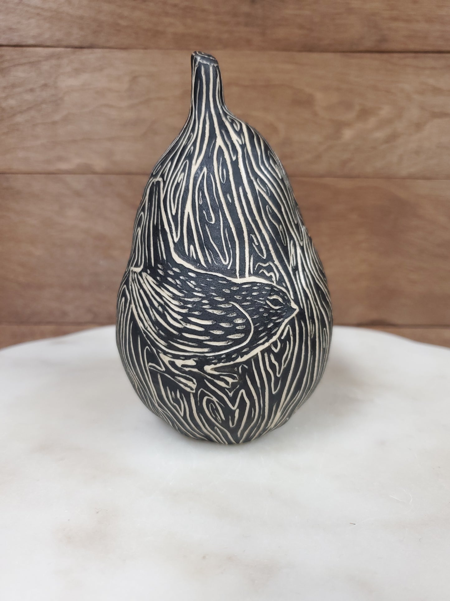 Handmade Ceramic Sgraffito  Pear