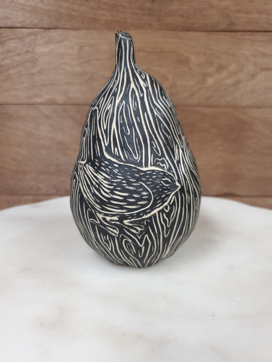 Handmade Ceramic Sgraffito  Pear