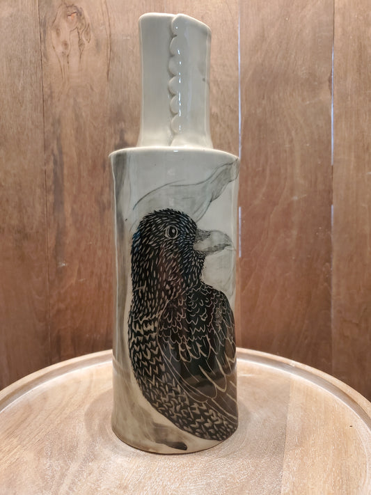 Sgraffito Crow Vase