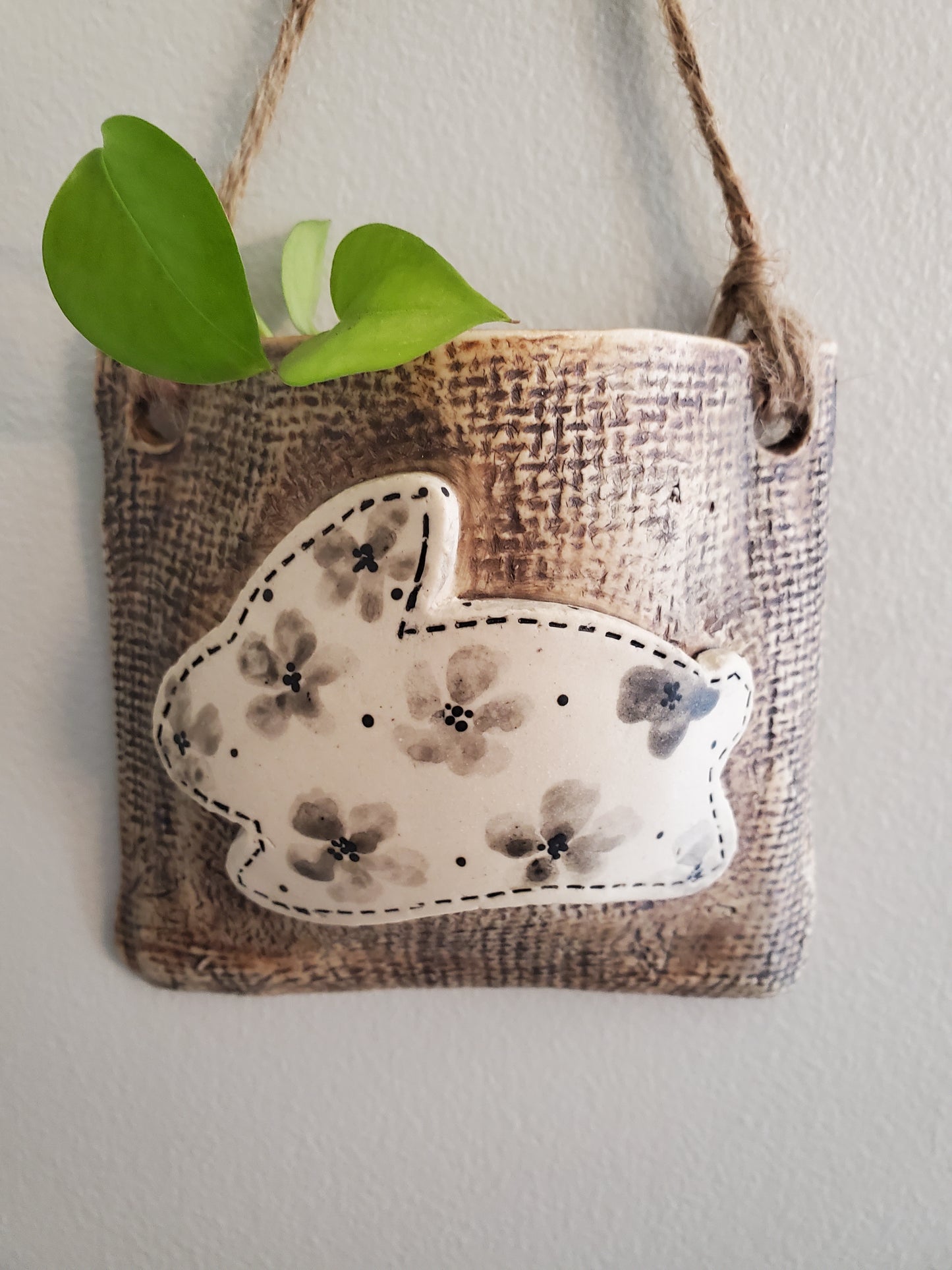 Bunny wall pocket planter